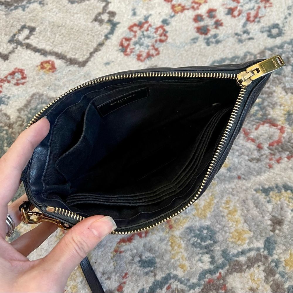 YSL Navy Matelasse Pouch Wristlet w/ GHW - Picture 5 of 7